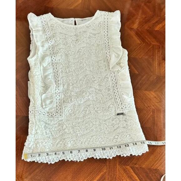 Guess White Lace Ruffle Trim Sleeveless Top Size Girls 16 - Picture 15 of 15